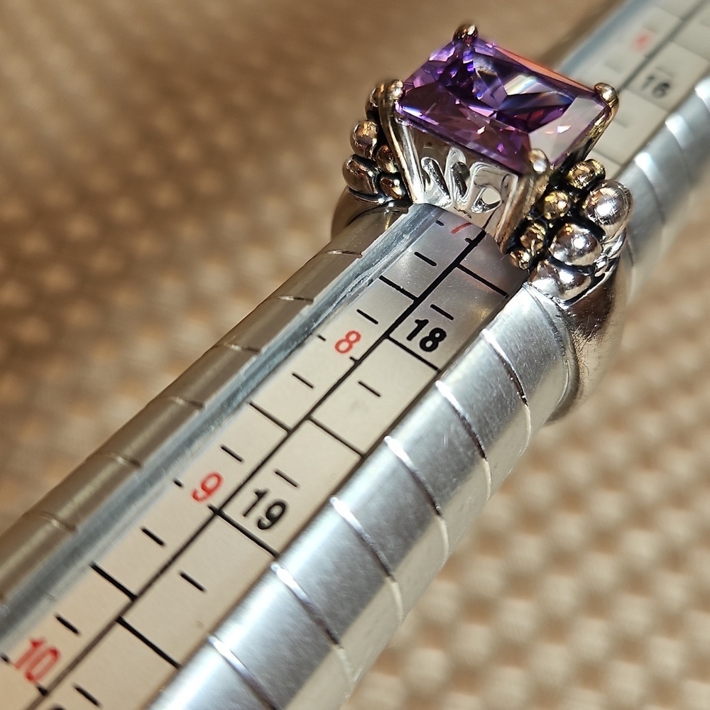 Vintage Sterling Silver Imitation Amethyst Ring Gold Over Silver Size 7 - Picture 7 of 9